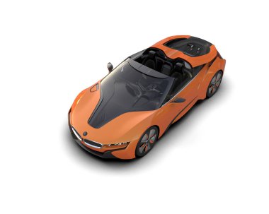 Modern spor araba beyaz arka planda izole edilmiş. 3d oluşturma  