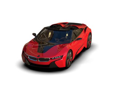 kırmızı modern spor araba - 3 boyutlu illüstrasyon