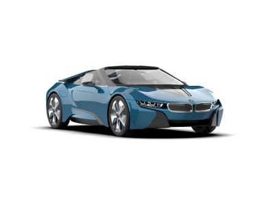 Beyaz arka planda modern bir araba. 3d oluşturma