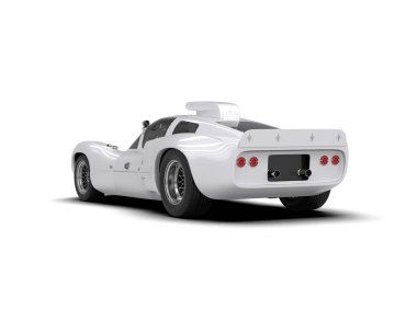 Beyaz zemin üzerinde izole edilmiş 3D resimleme spor araba