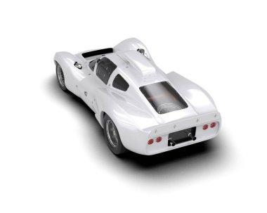 Beyaz zemin üzerinde izole edilmiş 3D resimleme spor araba