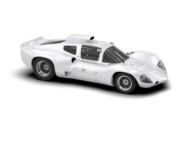 Beyaz zemin üzerinde izole edilmiş 3D resimleme spor araba