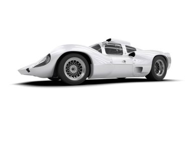 Beyaz zemin üzerinde izole edilmiş 3D resimleme spor araba