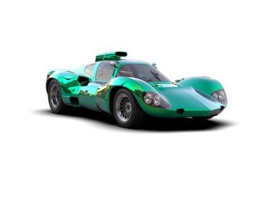 Beyaz zemin üzerinde izole edilmiş 3D resimleme spor araba