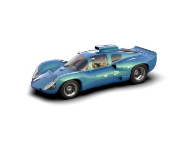 Beyaz zemin üzerinde izole edilmiş 3D resimleme spor araba