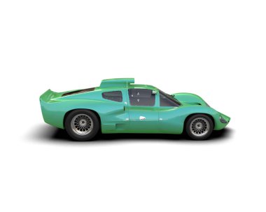 Beyaz zemin üzerinde izole edilmiş 3D resimleme spor araba