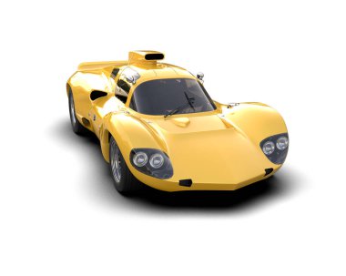 Beyaz zemin üzerinde izole edilmiş 3D resimleme spor araba