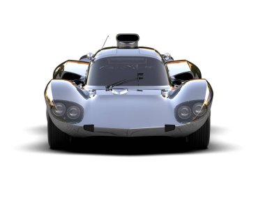 Beyaz zemin üzerinde izole edilmiş 3D resimleme spor araba