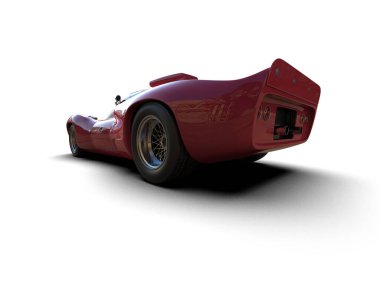 Beyaz zemin üzerinde izole edilmiş 3D resimleme spor araba