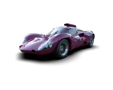 Beyaz zemin üzerinde izole edilmiş 3D resimleme spor araba