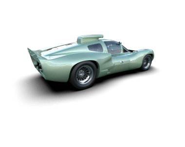 Beyaz zemin üzerinde izole edilmiş 3D resimleme spor araba