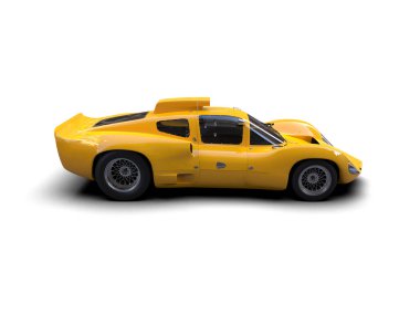 Beyaz zemin üzerinde izole edilmiş 3D resimleme spor araba