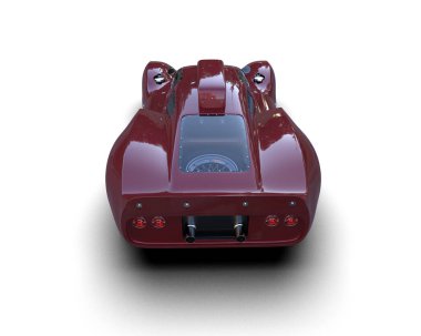 Beyaz zemin üzerinde izole edilmiş 3D resimleme spor araba