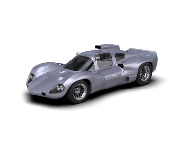 Beyaz zemin üzerinde izole edilmiş 3D resimleme spor araba