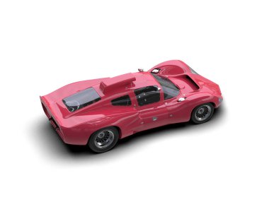 Beyaz zemin üzerinde izole edilmiş 3D resimleme spor araba