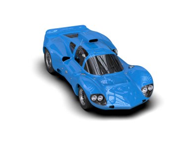 Beyaz zemin üzerinde izole edilmiş 3D resimleme spor araba