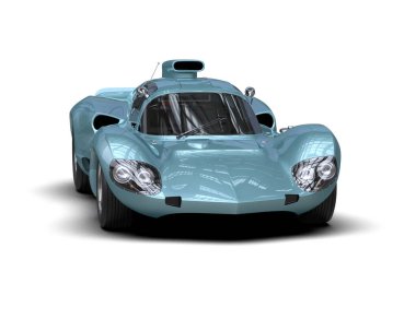 Beyaz zemin üzerinde izole edilmiş 3D resimleme spor araba