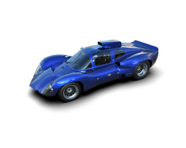 Beyaz zemin üzerinde izole edilmiş 3D resimleme spor araba