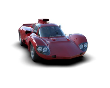 Beyaz zemin üzerinde izole edilmiş 3D resimleme spor araba