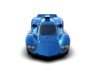 Beyaz zemin üzerinde izole edilmiş 3D resimleme spor araba