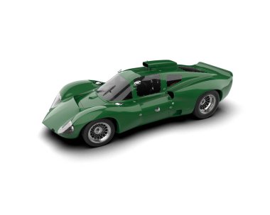 Beyaz zemin üzerinde izole edilmiş 3D resimleme spor araba