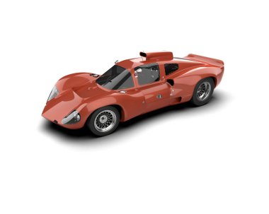 Beyaz zemin üzerinde izole edilmiş 3D resimleme spor araba