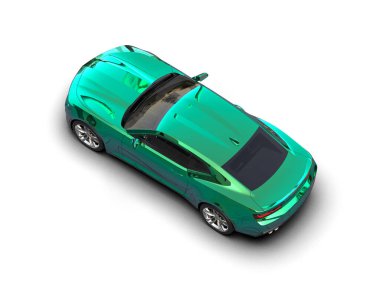 Beyaz zemin üzerinde izole edilmiş 3D resimleme spor araba