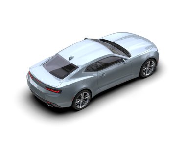 Beyaz zemin üzerinde izole edilmiş 3D resimleme spor araba