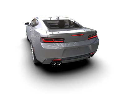 Beyaz zemin üzerinde izole edilmiş 3D resimleme spor araba