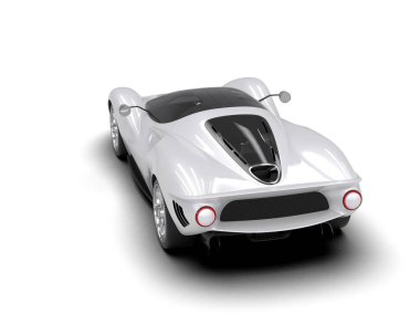 Beyaz zemin üzerinde izole edilmiş 3D resimleme spor araba