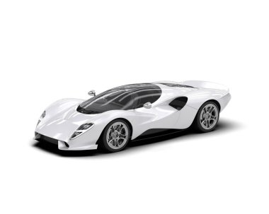 Beyaz zemin üzerinde izole edilmiş 3D resimleme spor araba