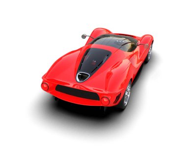 Beyaz zemin üzerinde izole edilmiş 3D resimleme spor araba