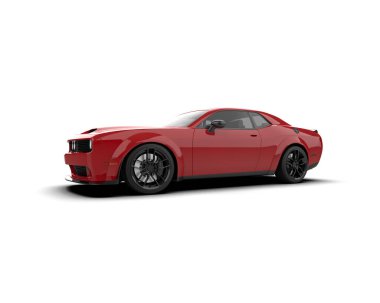 Kırmızı spor araba - yan görünüm