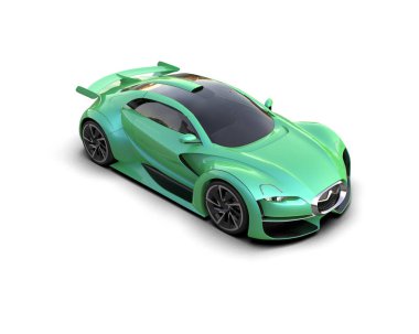 Yeşil yeşil arka planı olan süper bir araba..