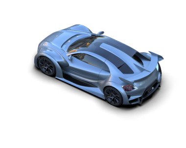 Beyaz arkaplanda 3 boyutlu spor araba görüntüleme