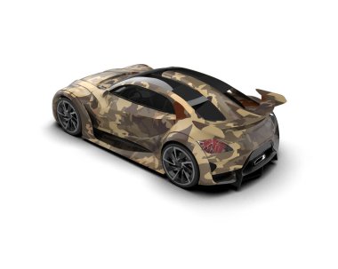 Beyaz arkaplanda 3 boyutlu spor araba görüntüleme