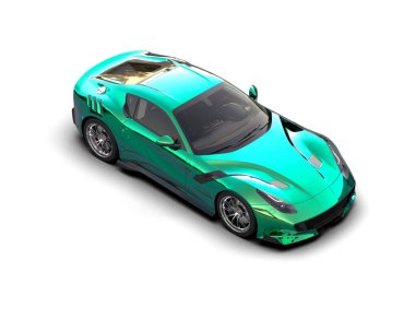 Yeşil süper araba. - Araba. 3d oluşturma