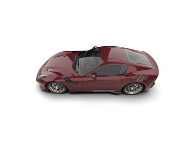 Beyaz arkaplanda kırmızı bir arabanın 3 boyutlu görüntüsü