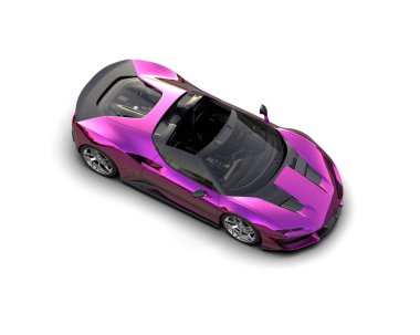Beyaz arka planda izole edilmiş pembe spor araba. 3 boyutlu görüntüleme.