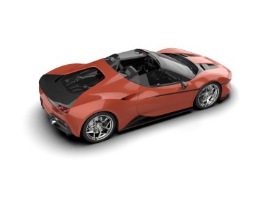 Beyaz arka plan stüdyo ortamında izole edilmiş 3 boyutlu bir spor araba.