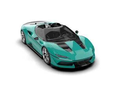 Mavi araba beyaz arka planda izole edilmiş.