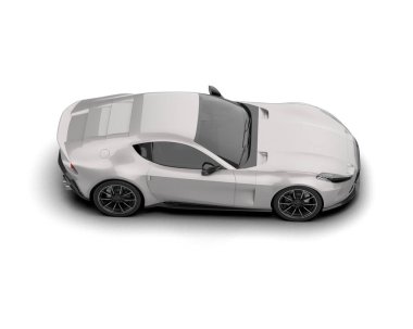 Beyaz arka planda beyaz ve gri renkli araba. yan görünüm