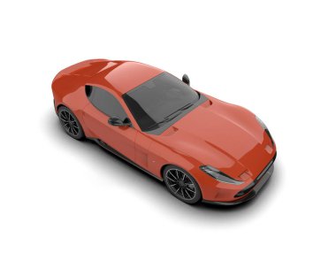 Beyaz arka planda kırmızı modern araba. 3d illüstrasyon.