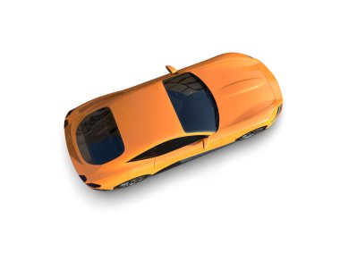 turuncu araba beyaz arka planda izole edildi 3 boyutlu görüntüleme - 3 boyutlu