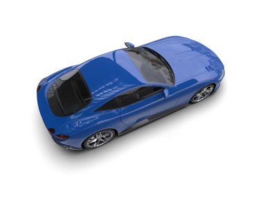 Mavi modern araba izole edilmiş. 3 Boyutlu Hazırlama