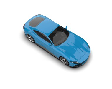 mavi modern araba - 3 boyutlu illüstrasyon