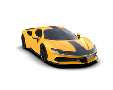 Sarı modern süper spor araba - üst görünüm
