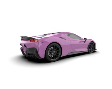 Güzel manzaralı pembe bir spor araba.