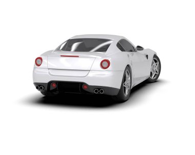 Beyaz arka planda beyaz, modern spor araba. 3d oluşturma