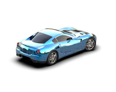 Açık mavi arka planda daha az genel bir spor arabanın 3 boyutlu yorumlanması